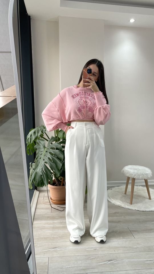 Tasarım Sweatshirt Pembe