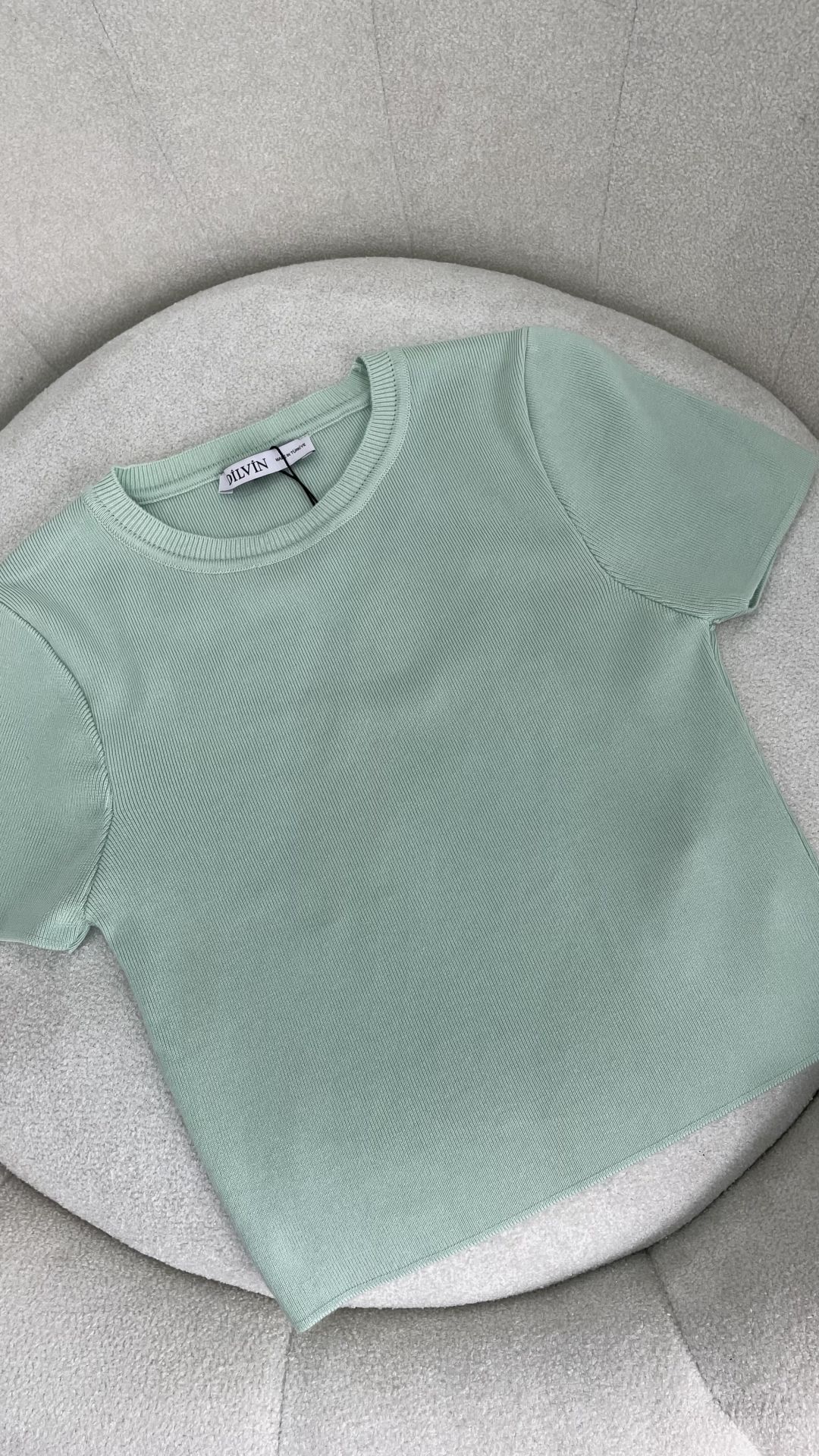 Dilvin Crop Tshirt Mint Yeşili