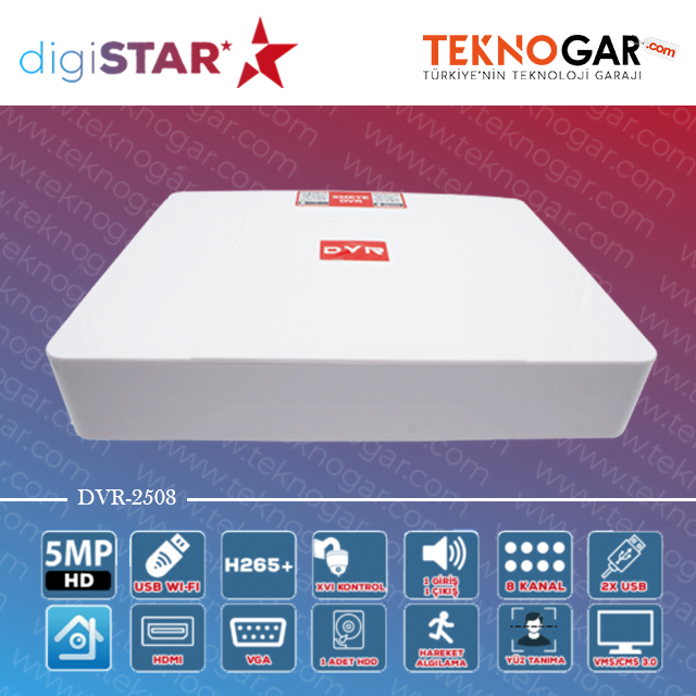 DIGISTAR DVR-2508 8CH 5MP XMEYE H265+ HYBRID