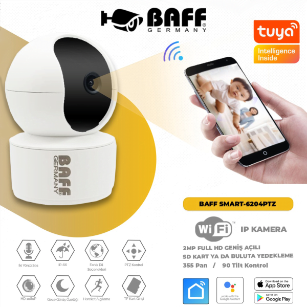 BAFF SMART-6204 WİFİ PTZ BEBEK KAMERASI TUYA SMART