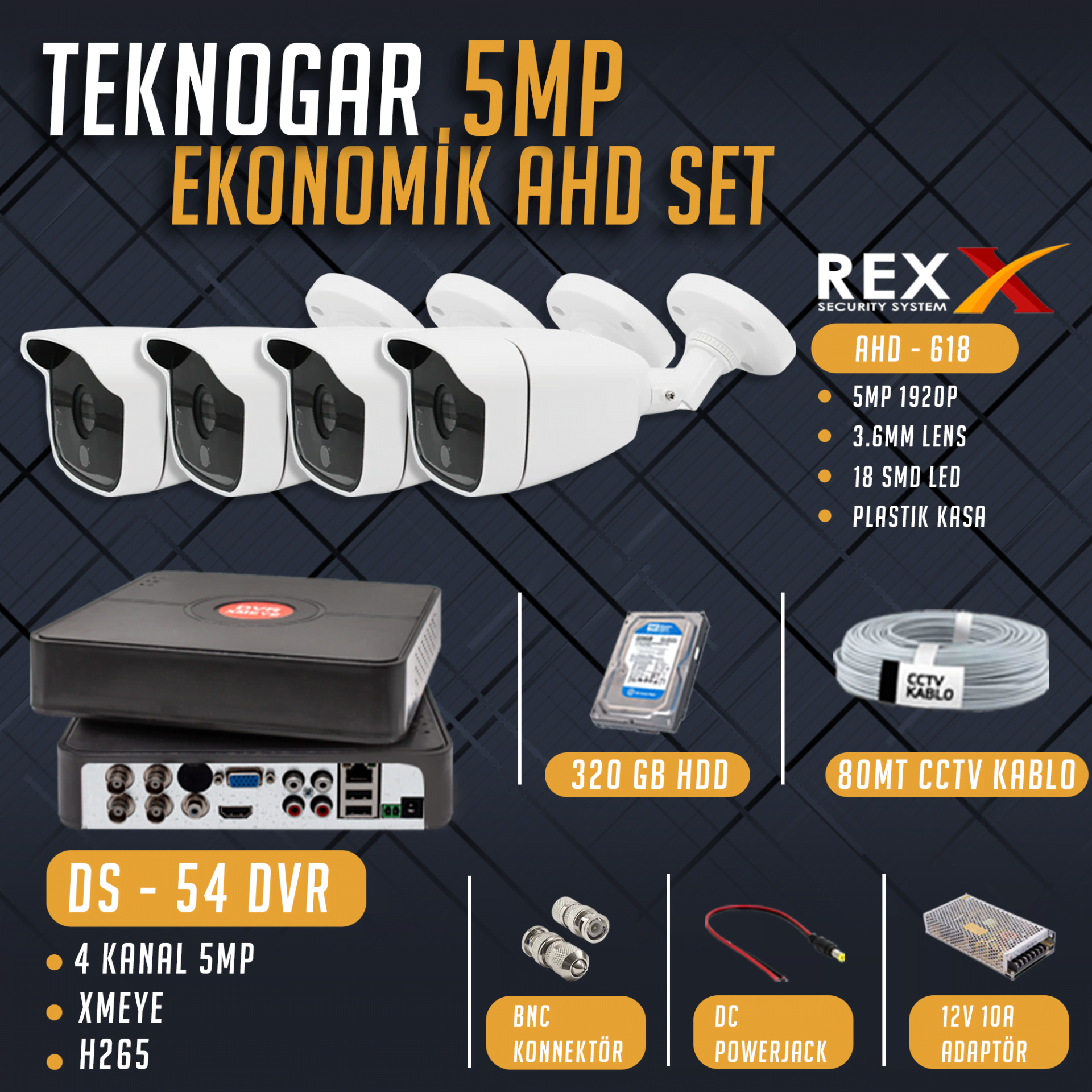 TEKNOGAR 5MP EKONOMİK AHD SET