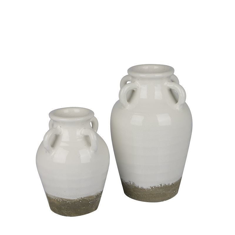 Vazo Gri-Beyaz Eskitmeli H:24 cm