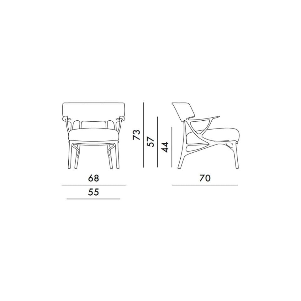 Kartell A.I Lounge Siyah Beyaz Kollu Koltuk