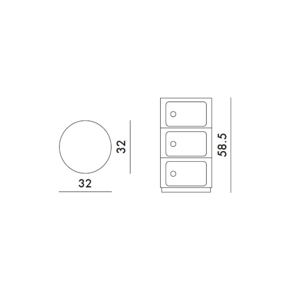 Kartell Componibili 3 Çekmeceli Turuncu Modül