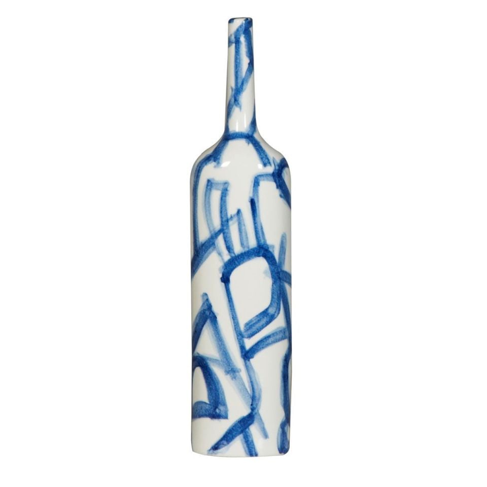Vazo Mavi-Beyaz H:54 cm