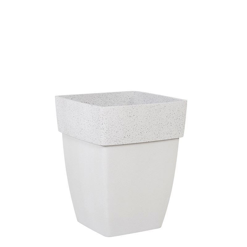 Polystone Saksı/Çiçeklik Kumlu Beyaz Kenar 37x47 cm