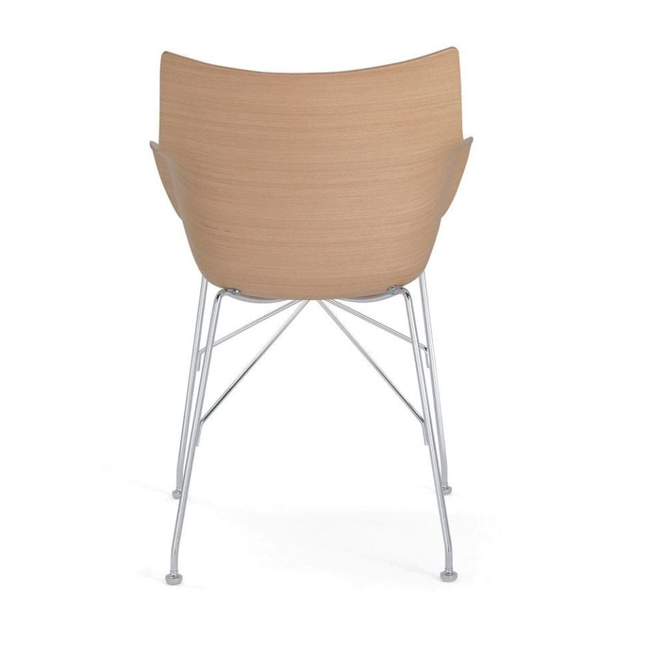 Q/Wood Kollu Sandalye Açık Beyaz/Krom