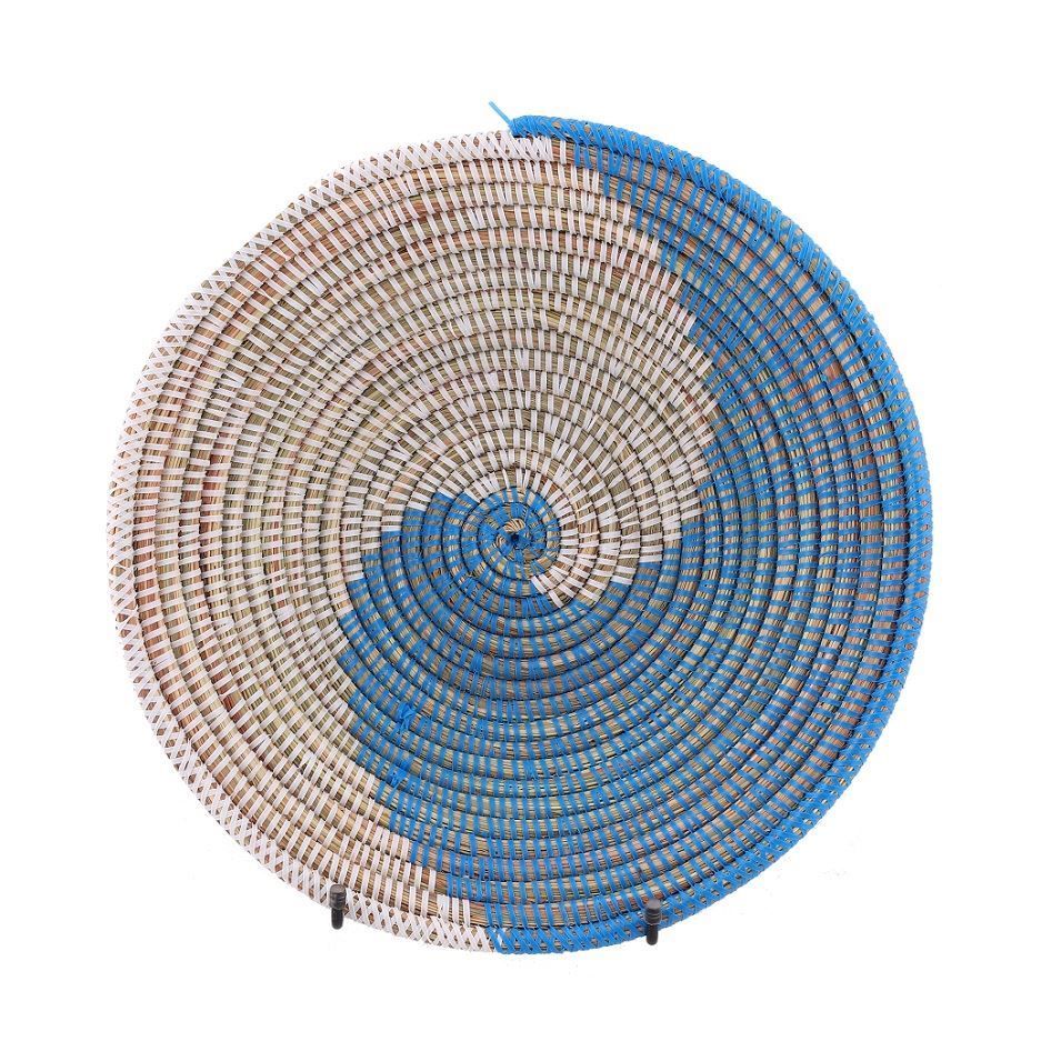 Hasır Duvar Sepeti Kaleı Beyaz/Mavi Q:32 cm