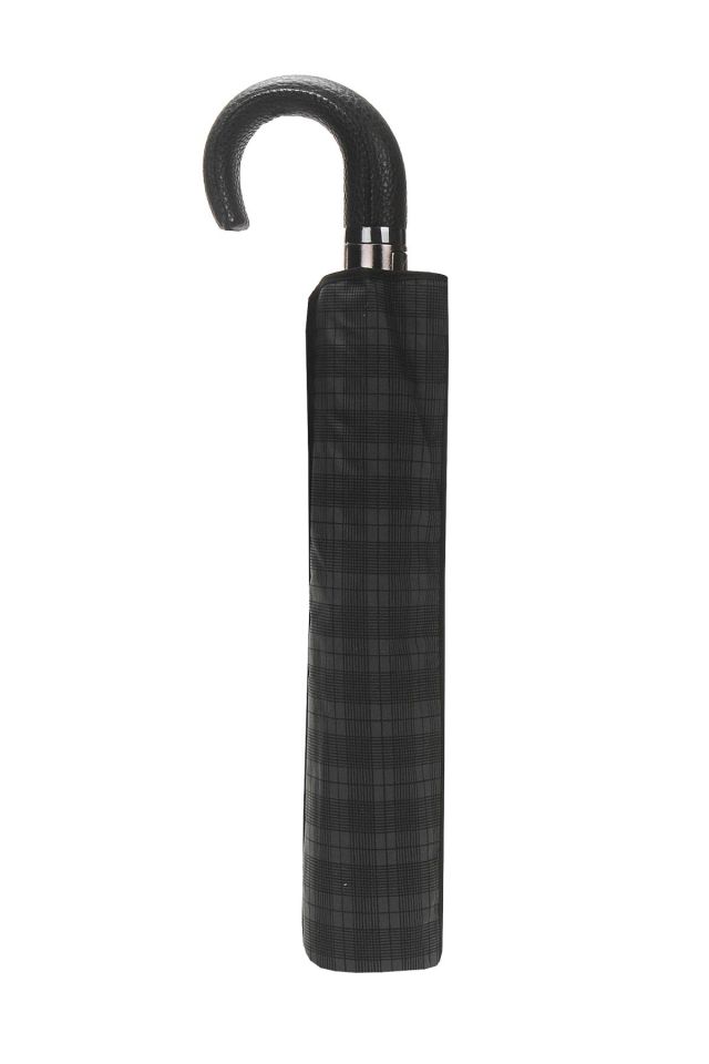 April Baston Saplı Lüx Şemsiye Yarı Otomatik Mini Ekose Füme 228-Gl