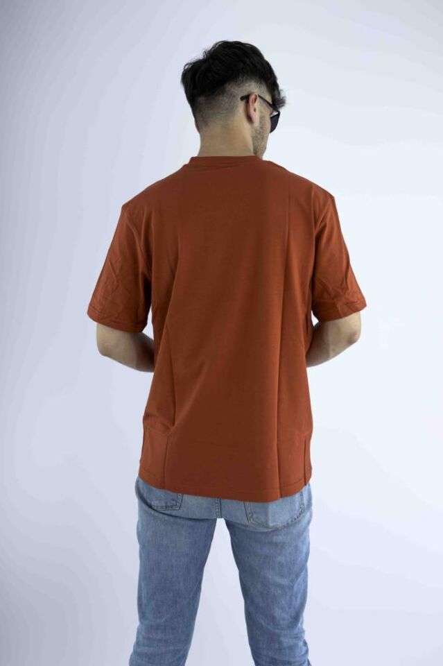 Erkek Turuncu Oversize Mood T-shirt Cırt Cırtlı Değiştirilebilir Mood Sticker