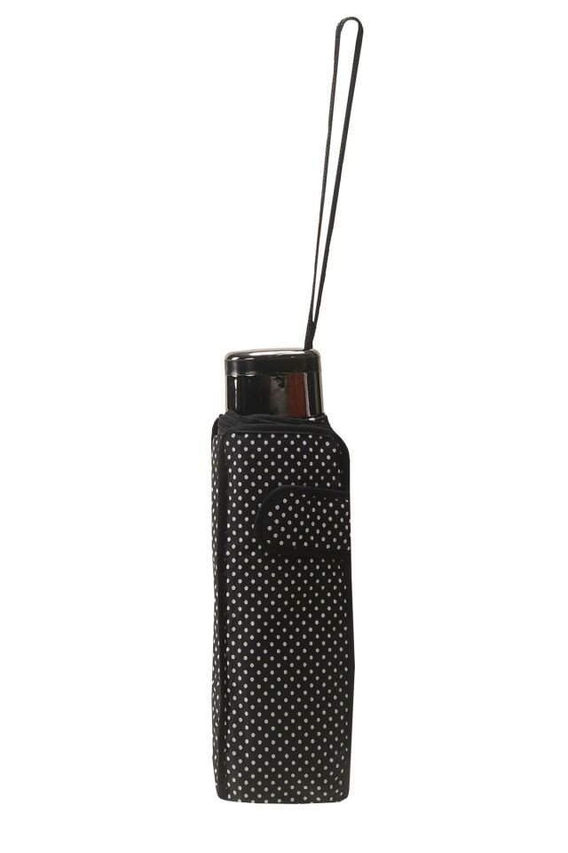 April Kadın Şemsiye Mini Micro Beyaz Puantiyeli Siyah 03-L