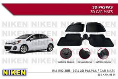 Kia Rio Havuzlu 3D Paspas Niken Siyah 2011-2016 Arası