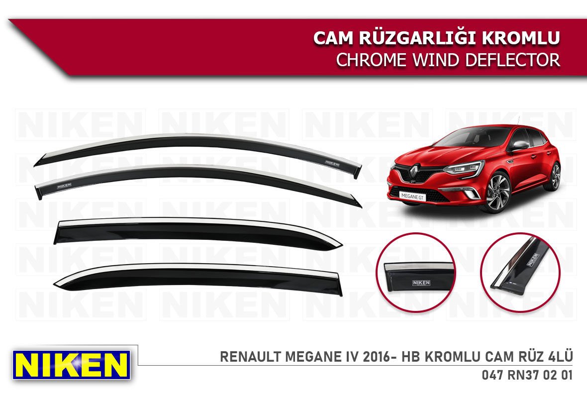 Renault Megane 4 hb Kromlu Cam Rüzgarlığı Niken 2016+