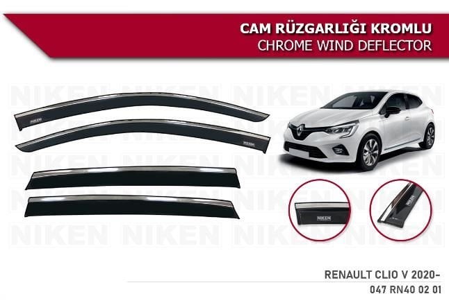 Renault Clio 5 Kromlu Cam Rüzgarlığı Niken 2019+ sonrası modeller