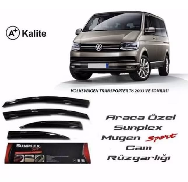 Vw Transporter T6 Mugen Cam Rüzgarlığı 2016+ sonrası 4'lü Sunplex