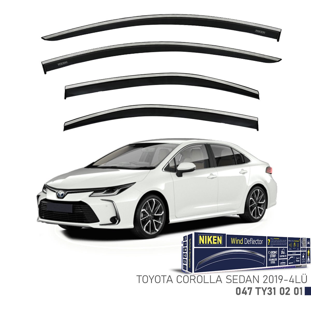 Toyota Corolla Sedan Kromlu Cam Rüzgarlığı Niken 2019+ Sonrası Modellere Uyumlu