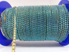 Ss8(2mm) Kristal Şerit Açık Mavi Gold Kasa
