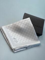 VAKKO MONOGRAM DESEN TWİL İPEK EŞARP GRİ
