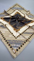 VAKKO ZİNCİR DESENLİ TWİL İPEK EŞARP