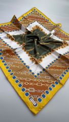 VAKKO ZİNCİR DESENLİ TWİL İPEK EŞARP