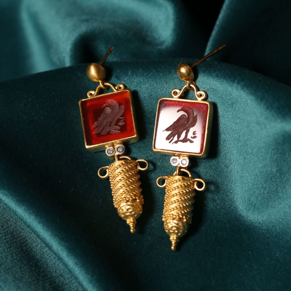 Eagle Garnet Earrings