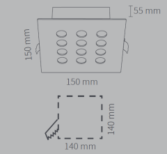 Kuyumcu LED Armatür Kare 22 WATT 12 LED li