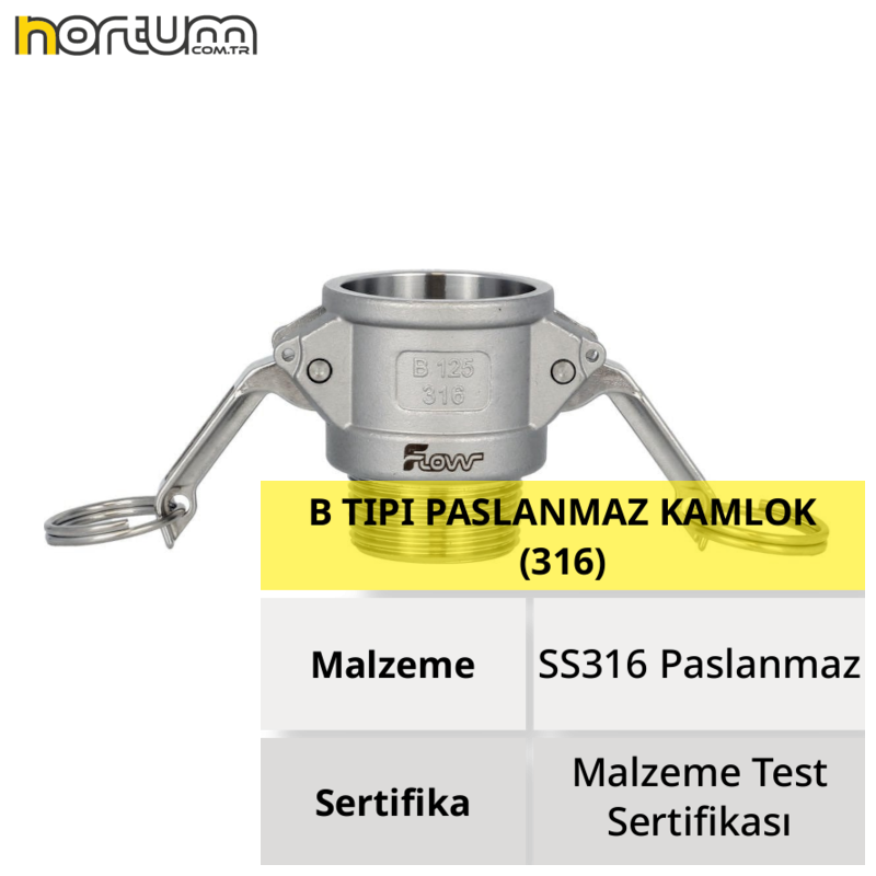 B TIPI PASLANMAZ KAMLOK (316)