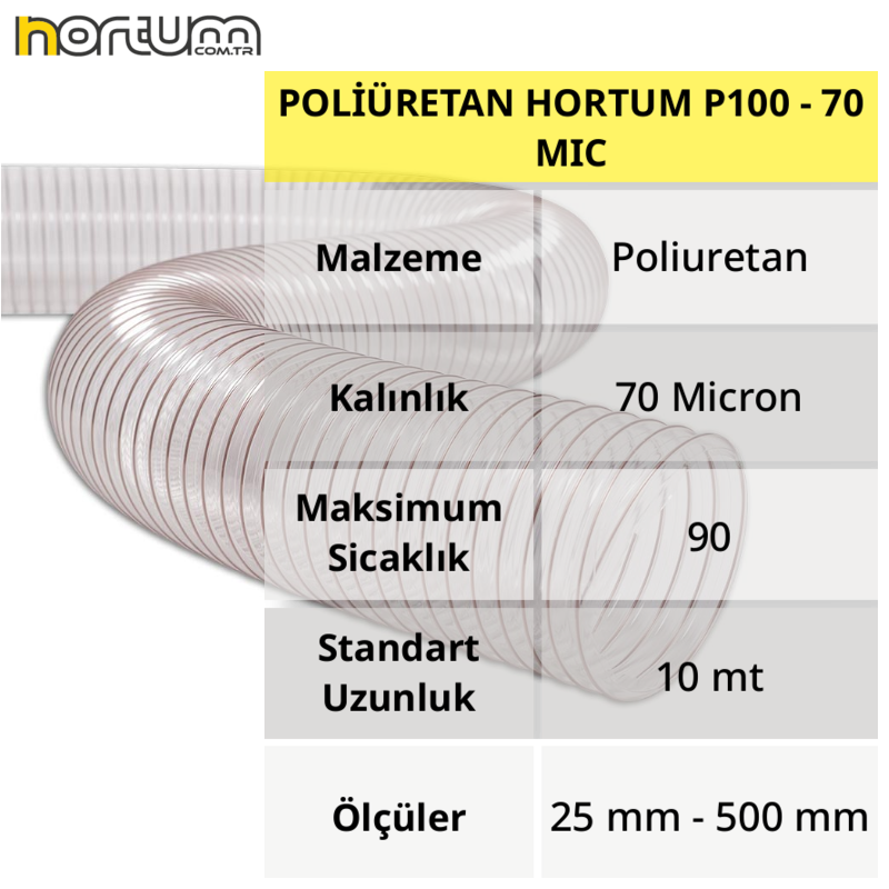 POLİÜRETAN HORTUM P100 - 70 MIC