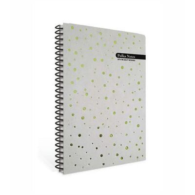 Gıpta Polka Notes Yeşil Benekli Spiralli Sert Kapak 120 Yaprak 17*24 Kareli Defter