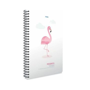 Gıpta Magenta Spiralli Flamingo Plastik Kapak 80 Yaprak 19*26 Kareli Defter Model-1