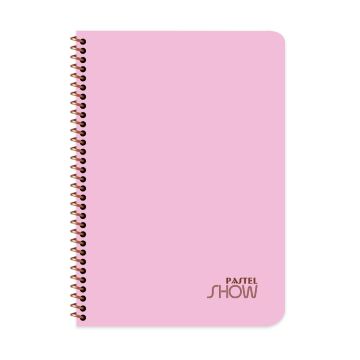 Keskin Color Pastel Show Spiralli Açık Pembe Plastik Kapak 96 Yaprak A4 Kareli Defter