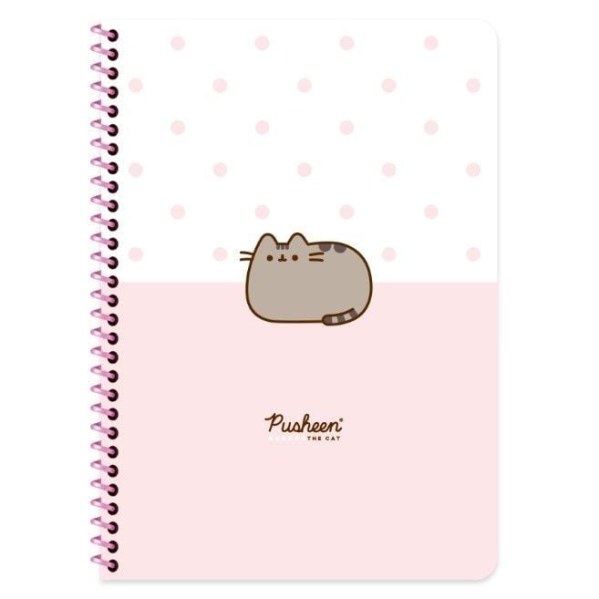 Keskin Color Pusheen Spiralli Pembe Puantiye Karton Kapak 80 Yaprak A4 Kareli Defter