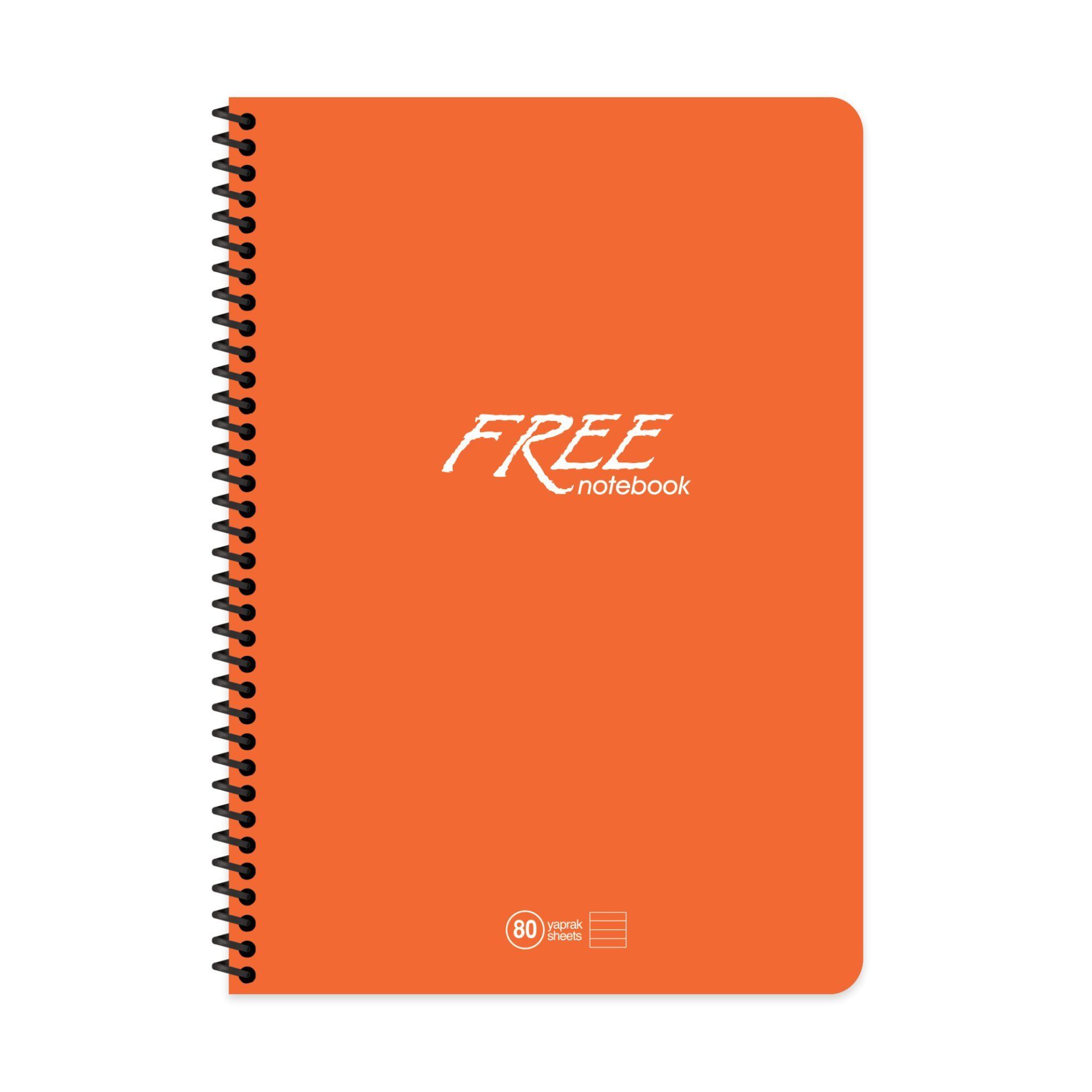 Keskin Color Free Spiralli Turuncu Plastik Kapak 80 Yaprak A4 Kareli Defter