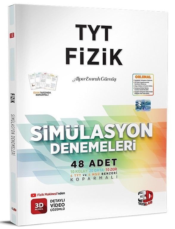 3D Yayınları 2025 TYT Fizik Simülasyon 48 Deneme