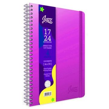 Gıpta Jazz Pembe 4 Seperatörlü Spiralli Sert Kapak 150 Yaprak 17x24 Çizgili Defter