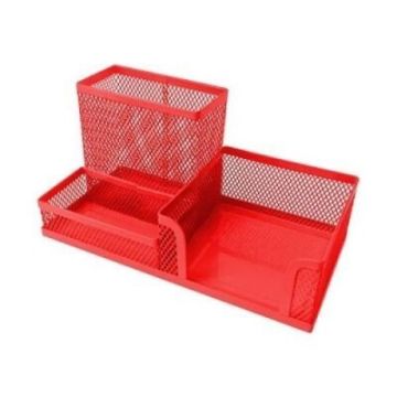 Gıpta Metal Kırmızı 3 Gözlü Masaüstü Organizer Set