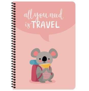 Keskin Color Gezginler Spiralli Koala Karton Kapak 80 Yaprak A4 Kareli Defter