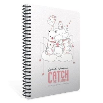 Gıpta White Notebook Spiralli Catch The Stars Karton Kapak 100 Yaprak A4 Kareli Defter