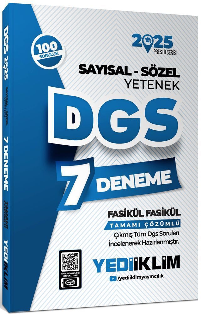 Yediiklim Yayınları 2025 DGS Fasikül 7 Deneme