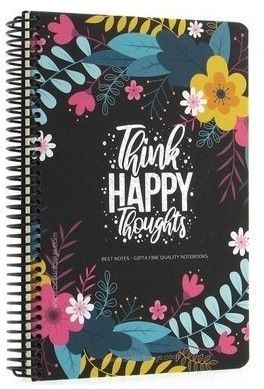 Gıpta Best Notes Spiralli Think Happy Thoughts Sert Kapak 120 Yaprak 17*24 Kareli Defter