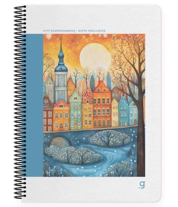 Gıpta Exclusive City Spiralli Copenhagen Sert Kapak 80 Yaprak 17*24 Çizgili Defter