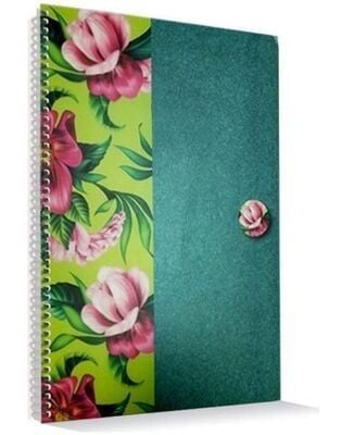 Keskin Color Uni Flowers Spiralli Yeşil Plastik Kapak 80 Yaprak A4 Çizgili Defter