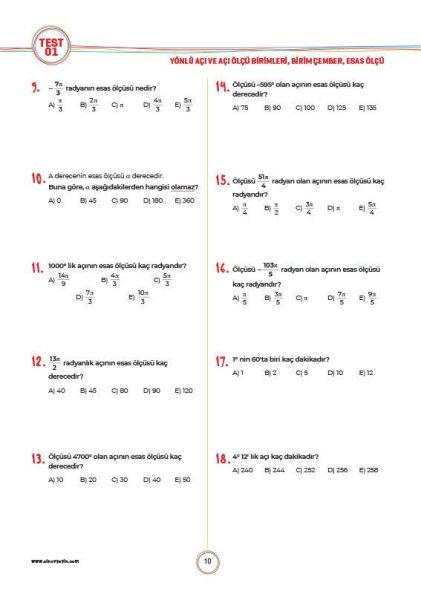 Sınav Yayınları 11. Sınıf Matematik Soru Bankası