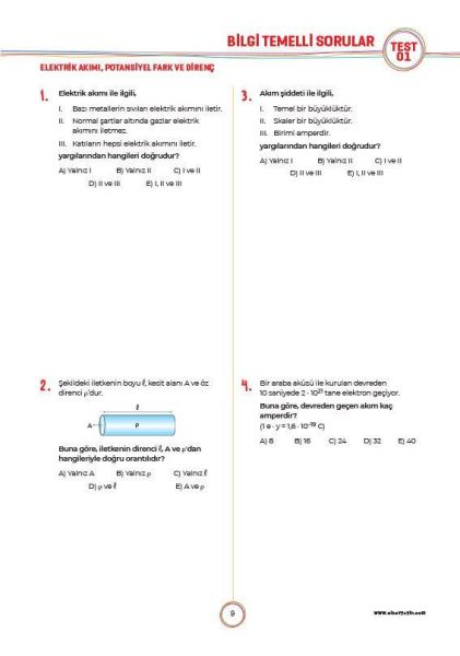 Sınav Yayınları 10. Sınıf Fizik Soru Bankası