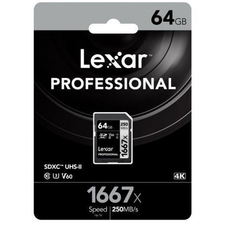 Lexar SD 64GB 1667X  Hafıza Kartı (Okuma:250mb/sn - Yazma:120mb/sn)