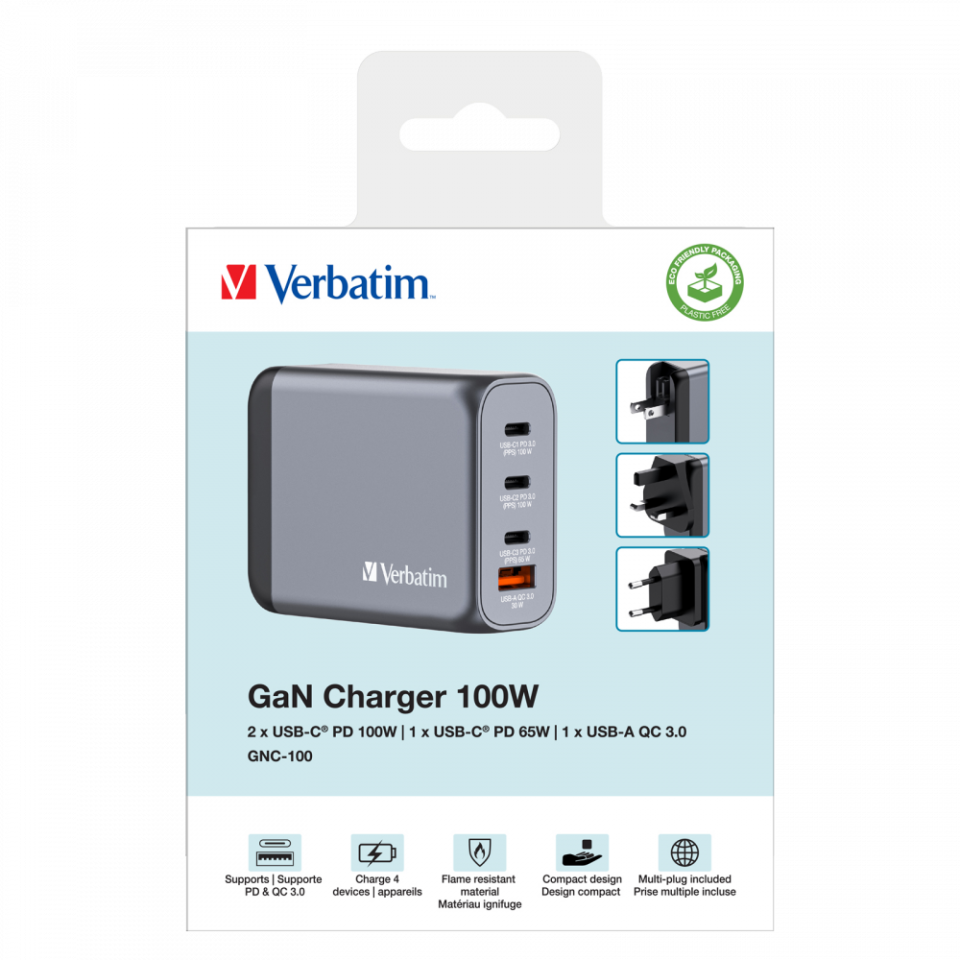 VERBATIM 32202 - V GNC-100 GaN Charger 100W