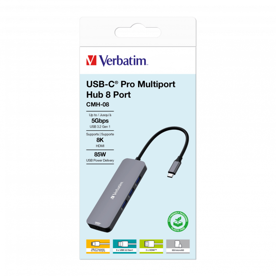 VERBATIM 32151 USB-C PRO 8 PORT HUB CMH-08