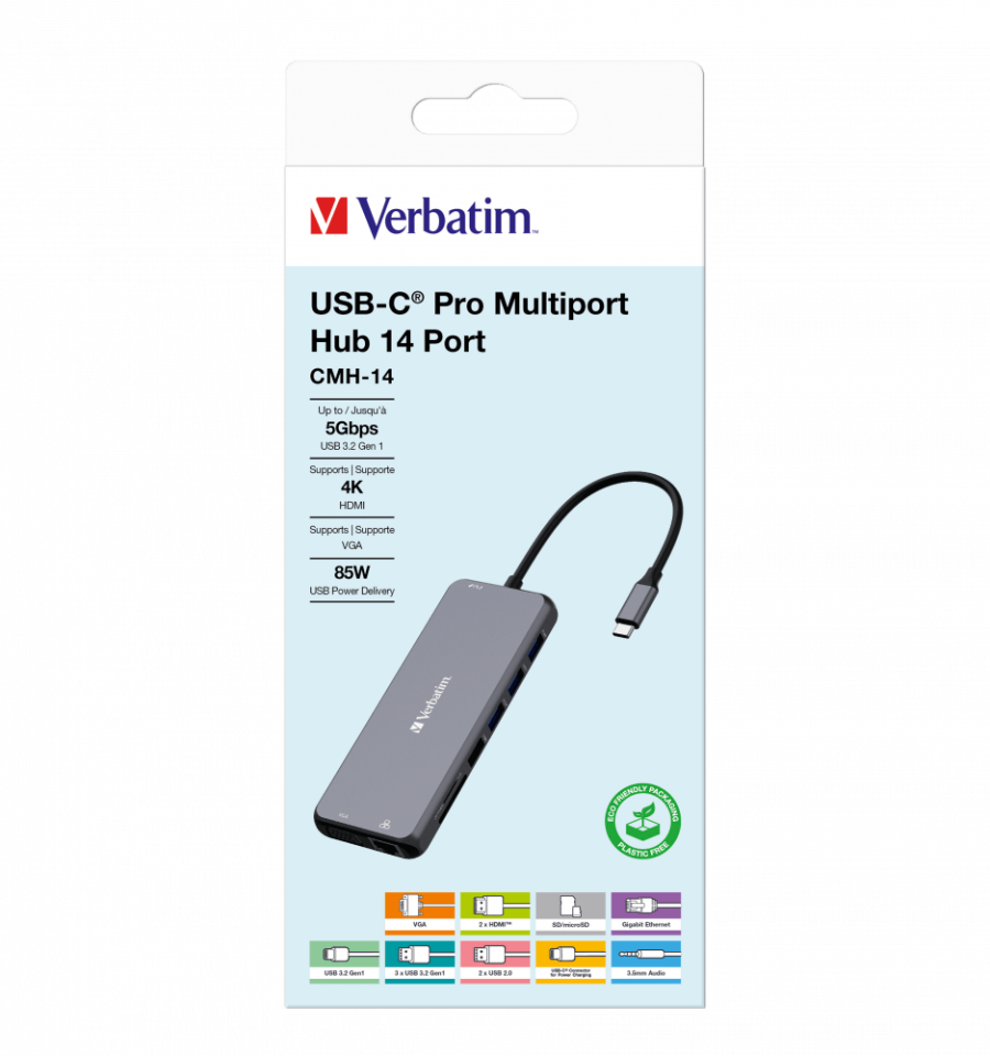 VERBATIM 32154 USB-C PRO 14 PORT HUB CMH-14