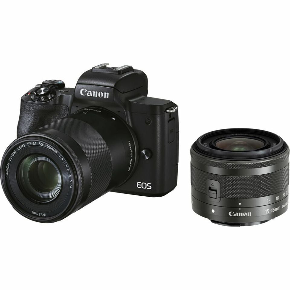 Canon EOS M50 Mark II 15-45mm + 55-200mm IS STM Lensli Kit Hediye Paketi