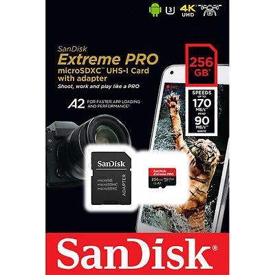 Sandisk MicroSD 256GB Extreme Pro 170mb/s Hafıza Kartı